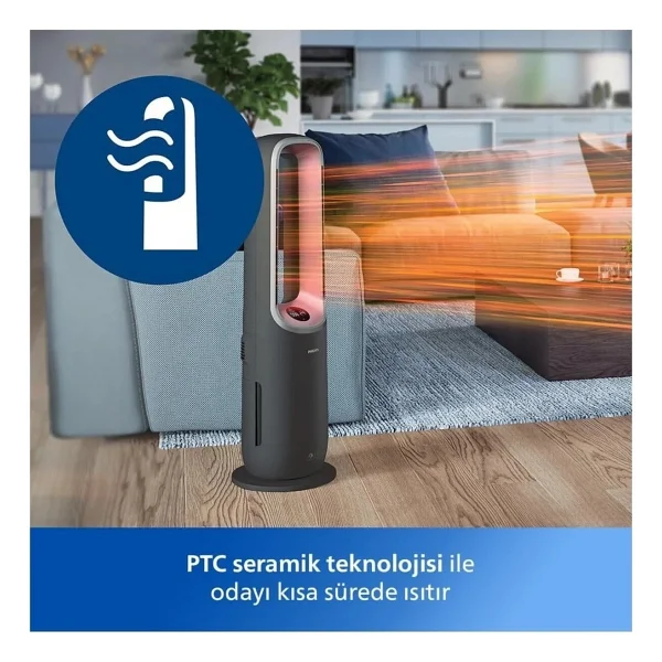 Philips 70 M2 Hepa Akıllı Sensörlü Hava Temizleyici Cihaz Pm2.5 PM10 Salon Oda - Gri - Görsel 2