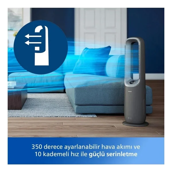 Philips 70 M2 Hepa Akıllı Sensörlü Hava Temizleyici Cihaz Pm2.5 PM10 Salon Oda - Gri - Görsel 3