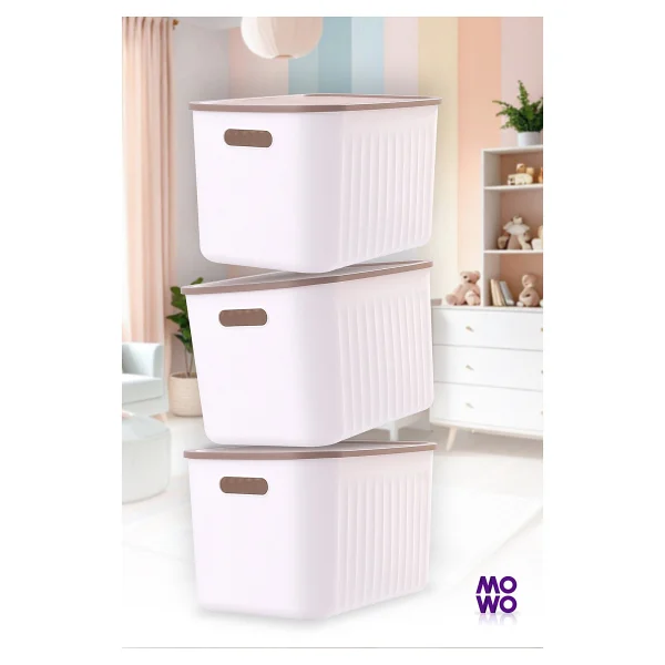 Mowo Home BigBox 20 Lt 6'lı Beyaz Dolap Düzenleyici Kapaklı Saklama Kutusu Sepet Organizer Oyuncak kutusu - Görsel 2