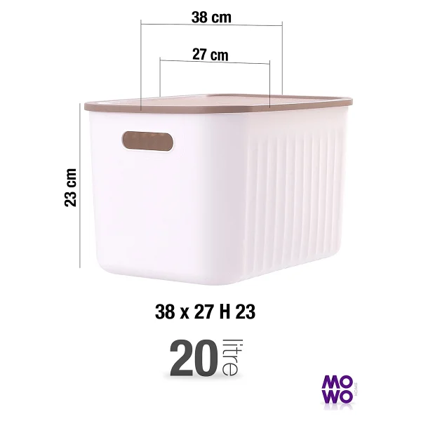 Mowo Home BigBox 20 Lt 6'lı Beyaz Dolap Düzenleyici Kapaklı Saklama Kutusu Sepet Organizer Oyuncak kutusu - Görsel 4