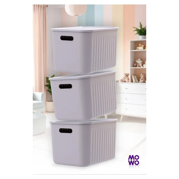 Mowo Home Gri Renk 20 Lt Çok Amaçlı Düzenleyici Kapaklı Kutu, Saklama Kutusu, Organizer, Storage, Sepet - Görsel 2