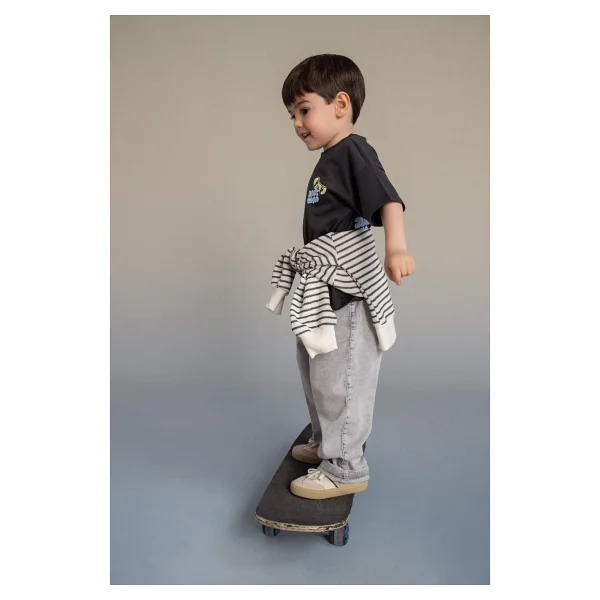 DeFacto Beli Lastikli Jean Pantolon Erkek BEBEK G7555A526SP - Gri-NM55 - 9 - 12 Ay - Görsel 2
