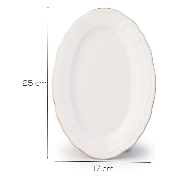 Porsima 4449 Tiffany Porselen Platin Fileli Kayık Tabak Seti - Oval Kahvaltılık Sunumluk Seti 25cm - Görsel 3