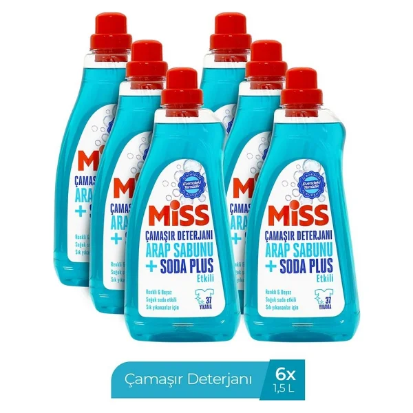 Miss Miss Sıvı Çamaşır Deterjanı Arap Sabunu & Soda Plus 6'lı Paket 6x1.5 L 1500 ML - Görsel 5