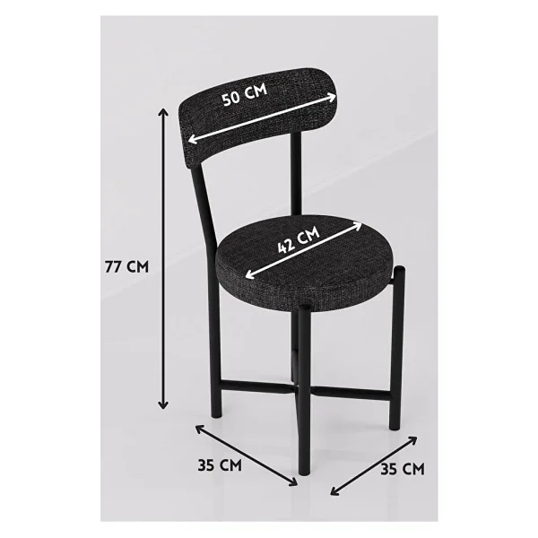 GOLDFALEZ Sandalye 4 Adet Keten Kumaş Metal Ayak Modern Mutfak Sandalyesi Cafe Balkon Ofis Teddy 9809 Antrasit - Görsel 3