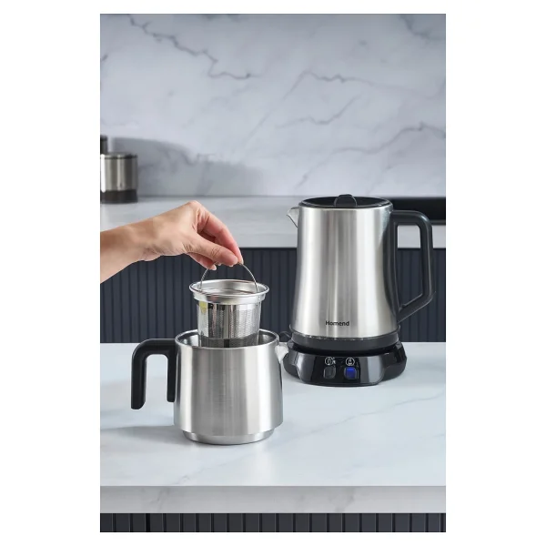 Homend Royaltea Elegant 1775H 1800 W Inox Siyah Konuşan Çay Makinesi - Görsel 2