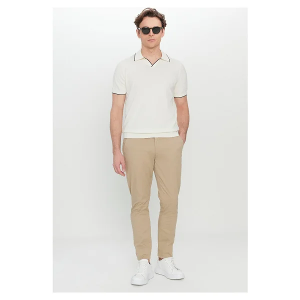 Altınyıldız Classics Erkek Ekru %100 Pamuk Standart Fit Normal Kesim Polo Yaka Triko Tişört - XL - Görsel 2