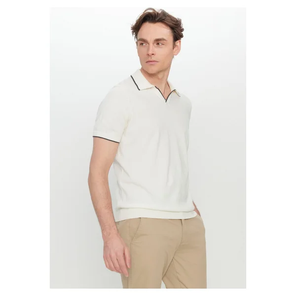 Altınyıldız Classics Erkek Ekru %100 Pamuk Standart Fit Normal Kesim Polo Yaka Triko Tişört - XL - Görsel 3