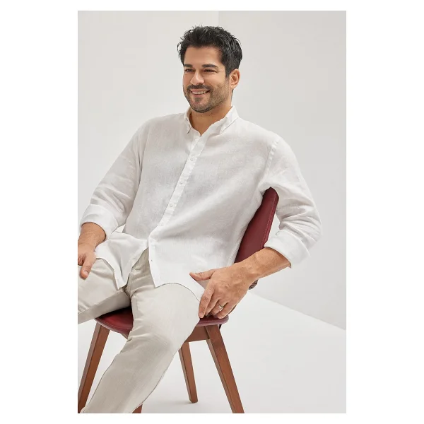 Altınyıldız Classics Erkek Beyaz Kolay Ütülenebilen %100 Pamuk Nefes Alabilen Terletmez Slim Fit Gömlek - Görsel 4
