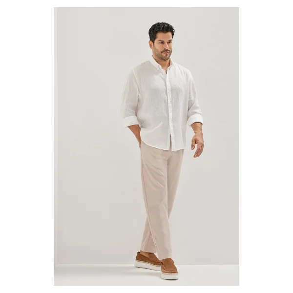 Altınyıldız Classics Erkek Beyaz Kolay Ütülenebilen %100 Pamuk Nefes Alabilen Terletmez Slim Fit Gömlek - Görsel 5