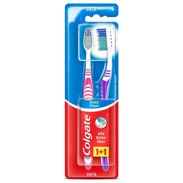 Colgate Extra Clean Orta 1+1 3 Adet Diş Fırçası - Görsel 2