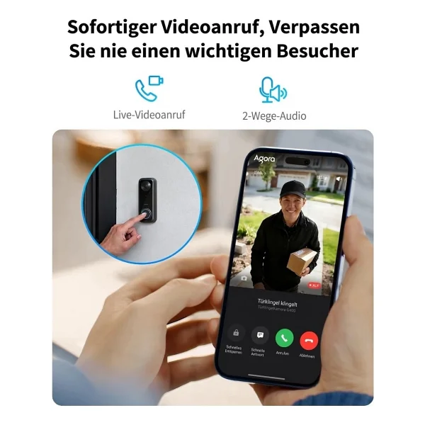 Aqara Kapı Zili Kamerası G400, Zil, Kablolu/poe, Homekit Güvenli Video, 2k Hd Panoramik Görünüm, Iki Yönlü Ses, 2,4/5 Ghz, Yerel Algılama ve 7/24 Kayıt, IP65, Alexa/google/smartthings - Görsel 7