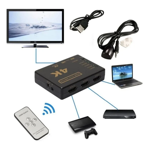 Alfais 4775 4K Ultra HD 5 Port HDMI Switch - Görsel 6