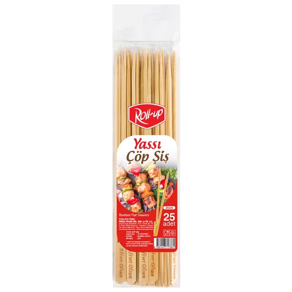 Roll-Up Yassı Çöp Şiş 25'li 25 cm - Görsel 2