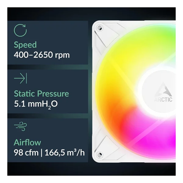 Arctic P14 Pro Reverse ARGB ACFAN00324A Beyaz 14 cm Kasa Fanı - Görsel 7