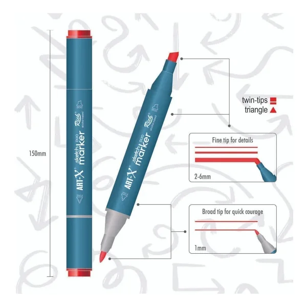 Art-X Sketch Duo 18050 60'lı Çift Taraflı Marker Kalem Seti - Görsel 4