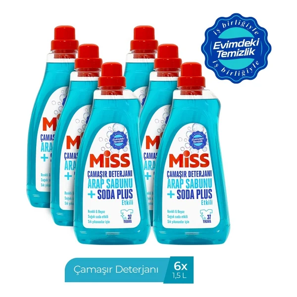 Miss Miss Sıvı Çamaşır Deterjanı Arap Sabunu & Soda Plus 6'lı Paket 6x1.5 L 1500 ML - Görsel 6