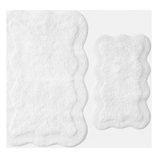 Ecocotton Sara 2'li Banyo Paspas Seti %100 Pamuk Beyaz 40X60-60X90 - Görsel 2