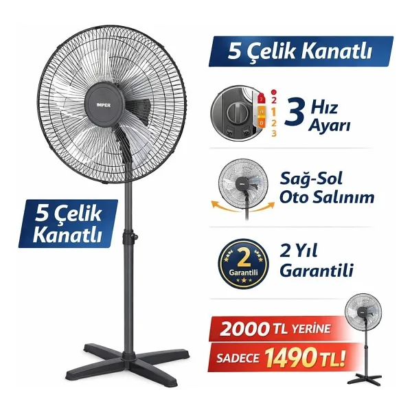 Germ Isı Imper 16INÇ 40 cm Sanayi Tipi Vantilatör Pervane Soğutucu 2yıl Garantili - Görsel 2