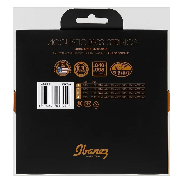 IBANEZ Akustik bas için tel seti 4 string - .040 / .060 / .075 / .095 80/20 bronz (IABS4XC) - Görsel 2