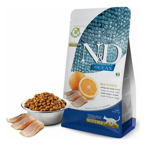 N&D Ocean Ringa Balıklı ve Portakallı 1.5 kg Kısırlaştırılmış Yetişkin Kedi Maması - Görsel 4