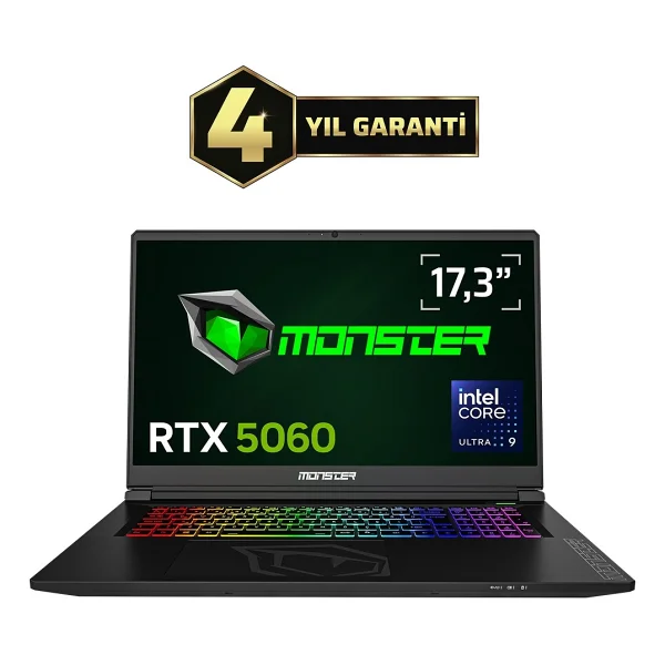 Monster Tulpar T7 V26.4 Ultra 9 185H 16 GB 500 GB SSD RTX5060 17.3" FreeDOS Full HD Gaming Laptop - Görsel 9