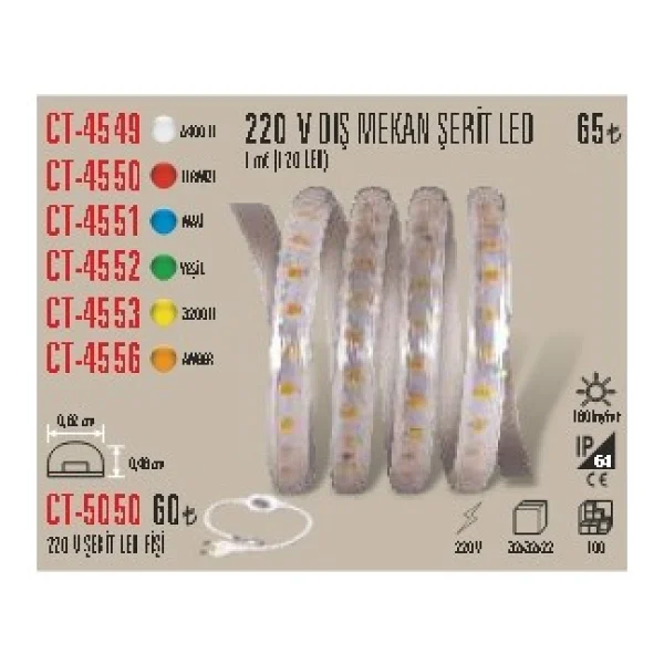 Cata CT-4556 Amber 5 m Hortum Şerit LED - Görsel 2