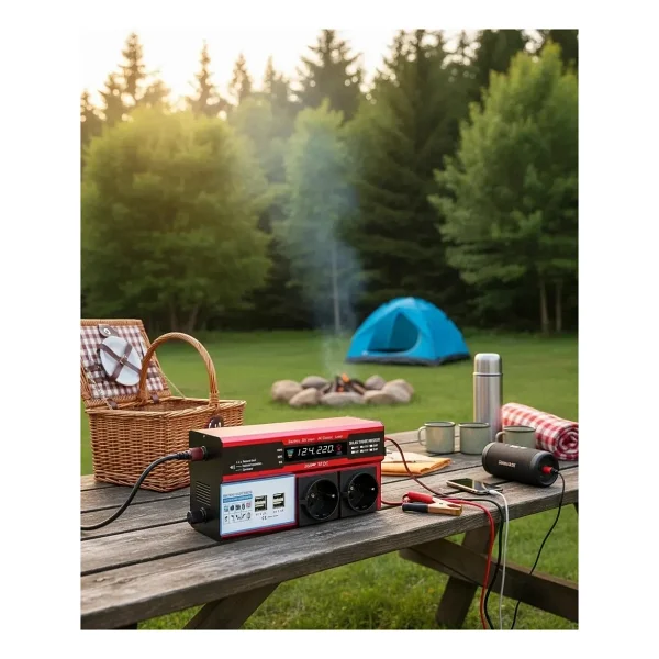 12V 2000W Modifiye Sinus Inverter Araç ve Güneş Enerjisi Uyumlu, Çift Usb, Çift Priz ve Çakmaklık ( Lisinya ) - Görsel 2