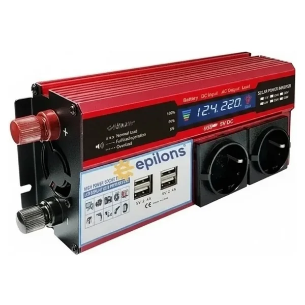 12V 2000W Modifiye Sinus Inverter Araç ve Güneş Enerjisi Uyumlu, Çift Usb, Çift Priz ve Çakmaklık ( Lisinya ) - Görsel 6