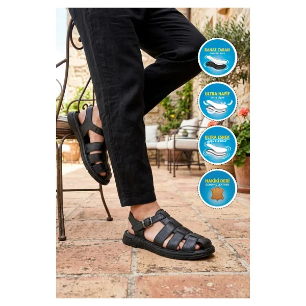 Pierre Cardin Hakiki Deri Taba Erkek Sandalet PC-7462 - Görsel 7