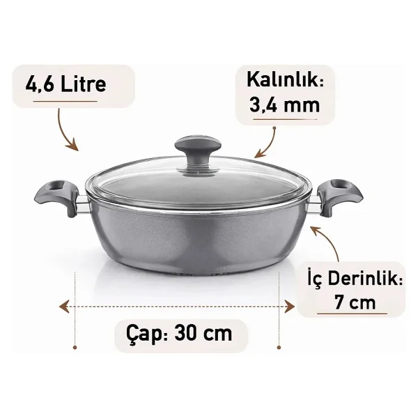 Falez Serafit 30 cm Granit Karnıyarık Tenceresi - Görsel 3