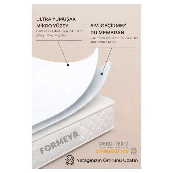 Formeya Mikro Fitted Full Kenar Su Sıvı Geçirmez Yatak Koruyucu Alez Bebek-Tek-Çift Kişilik Battal Boy Alez - Görsel 3