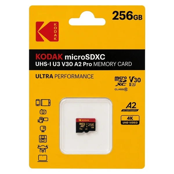 Kodak Ultra Performans Pro Class 10 UHS-I U3 A2 V30 256 GB Micro SD Kart - Görsel 6