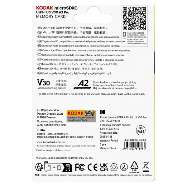 Kodak Ultra Performans Pro Class 10 UHS-I U3 A2 V30 256 GB Micro SD Kart - Görsel 7