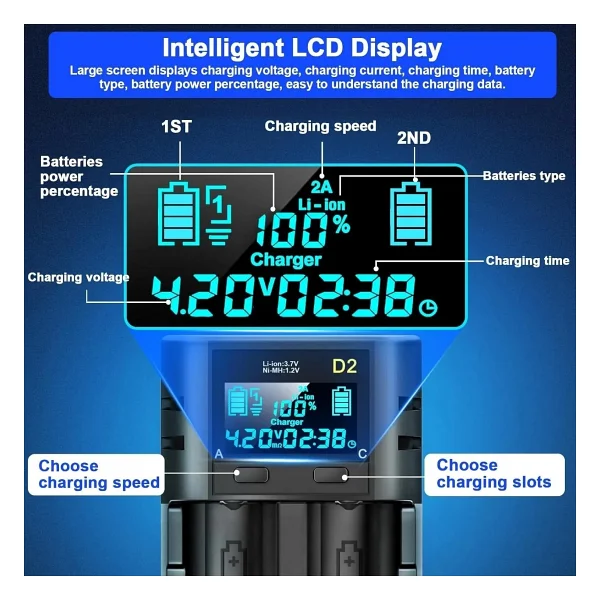 I-Gen LII-400 2'li Akıllı Li-Ion Pil Şarj Aleti - Görsel 5