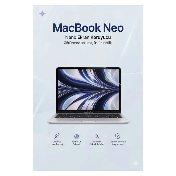 Techmaster Macbook Neo 13 Inç A3404 ile Uyumlu Ekran Koruyucu Film - Görsel 2