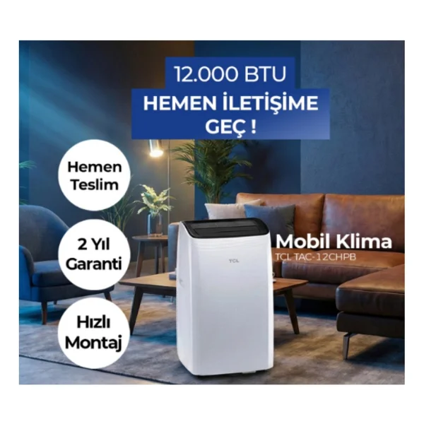Tcl Havadaki Fazla Nemi Alarak Evinizi Konforlu Tutan 12000 Btu 4 Fonksiyonlu (Soğutma-Isıtma-Fan-Nem Alma) Portatif Klima - Beyaz - Görsel 2