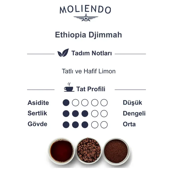 Moliendo Ethiopia Djimmah Çekirdek Kahve 250 gr - Görsel 3