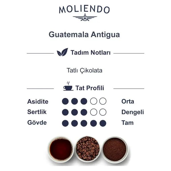 Moliendo Finest Coffee Guatemala Antigua SHB Yöresel Kahve Öğütülmüş Filtre Kahve 1 kg - Görsel 3