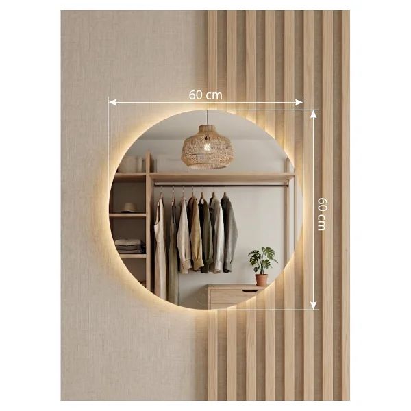 Robin Home LED Aynalı Dresuar Kapaklı Ahşap Ayaklı 90CM Sepet-Beyaz - Görsel 6