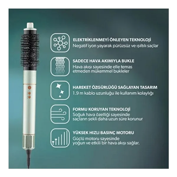 Homend Hairmony 4606H Plus Su Yeşili Saç Şekillendirme Seti - Görsel 7