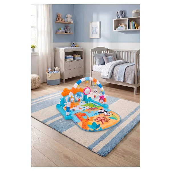 Lenda Shop Bebek Aktivite Halısı Müzikli Piyanolu Oyun Matı Asılabilir Oyuncaklı - Mavi - 75 x 56 x 45 cm - Görsel 2