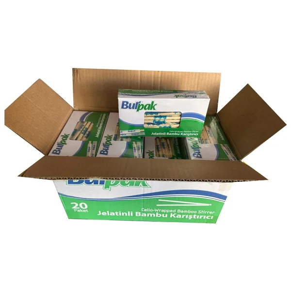 Burpak Jelatinli Tahta Ahşap Bambu Karıştırıcı Çubuk Kaşık - 12 Cm. - 200 Adetlik 20 Paket - Görsel 2