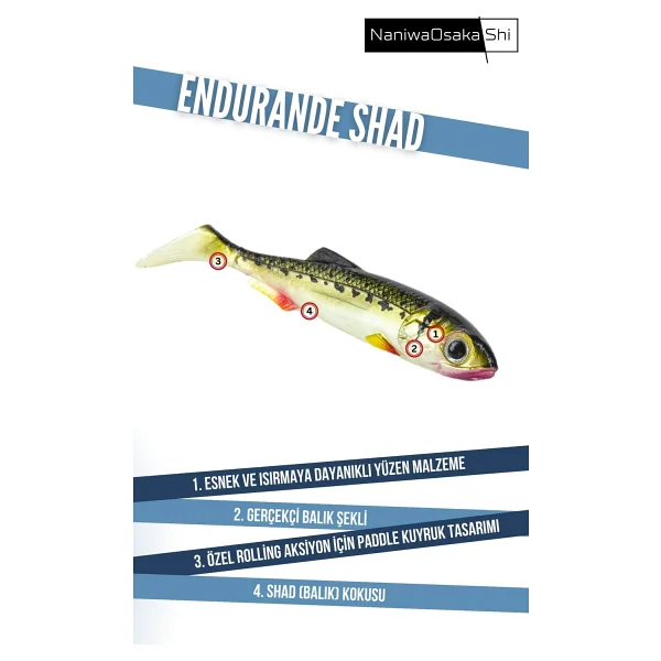 NaniwaOsakaShi Endurande Shad 7 cm Silikon Yem - Görsel 4