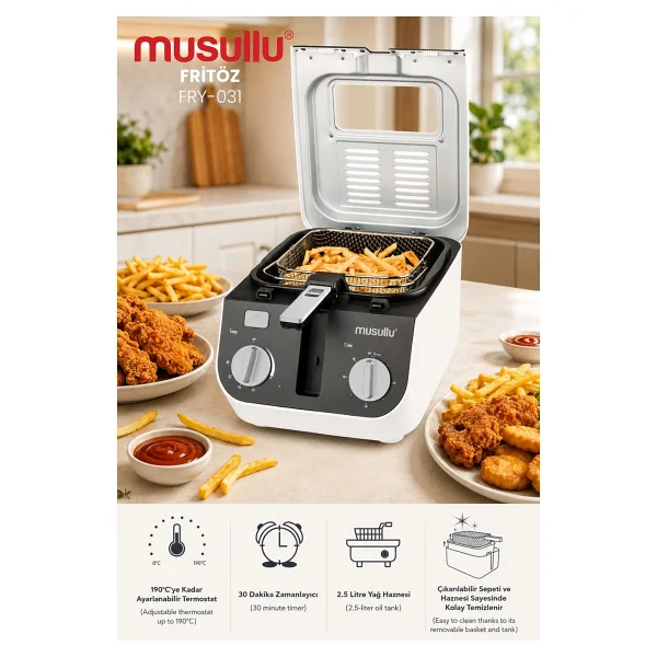 Musullu FRY-031 2.5 lt Fritöz - Görsel 2