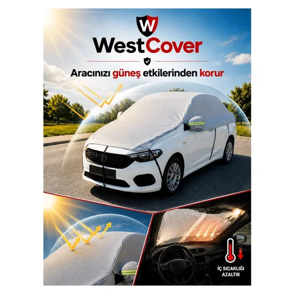 WestCover Chery Tiggo 8 Pro Suv Uyumlu (Reflektörlü-Dikiz) Yarım Oto Branda Güneş Koruyucu Branda Su Geçirmez Uv Korumalı - Görsel 2