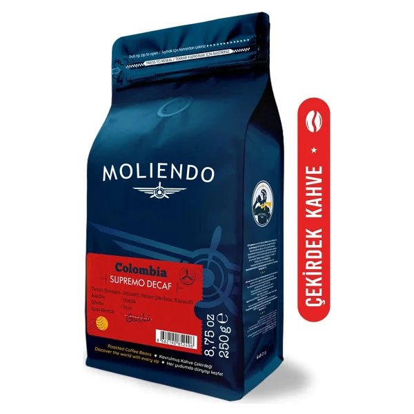 Moliendo Colombia Supremo Decaf Kafeinsiz Çekirdek Kahve 1 kg - Görsel 6