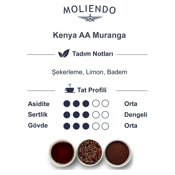 Moliendo Kenya AA Muranga 250 gr Çekirdek Kahve - Görsel 3