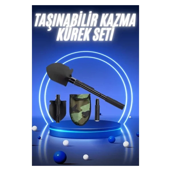Urfakent Pusulalı Katlanabilir Kazma Kürek Kamp Seti Kamp Küreği Portatif Çantalı - Görsel 2