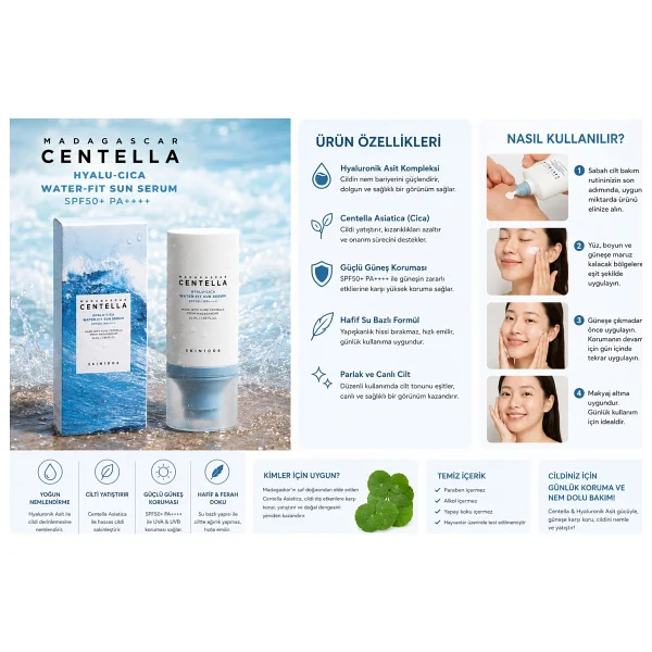 Skin1004 Madagascar Centella Hyalu Cica Water-Fit 50 ml 50 Faktör Güneş Serumu - Görsel 10
